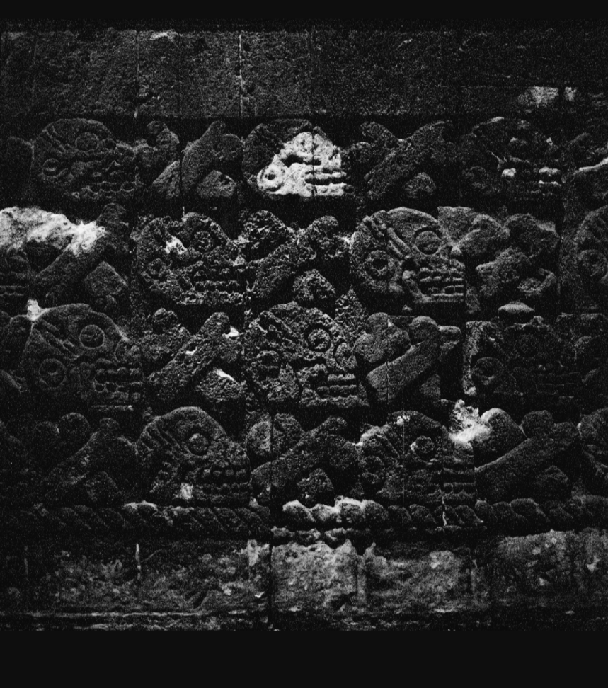 Mexica tzompantli, or altar of skulls, Museo Nacional de Antropología, Mexico City